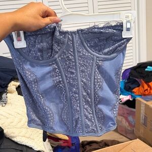 Urban Outfitters Blue Lace Corset Top